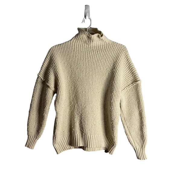 Miou Muse Women's Ivory Ribbed Soft and Cozy Knit Turtleneck Sweater - Picture 1 of 9